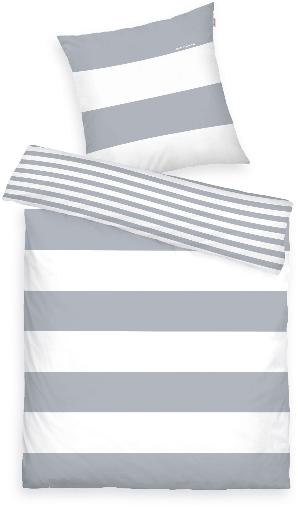 TOM TAILOR HOME Wendebettwäsche SIENA in Gr. 135x200cm, 155x220cm oder 200x220cm, Renforcé, 2 teilig, gestreifte Bettwäsche aus Baumwolle, Bettwäsche mit Wendeoptik