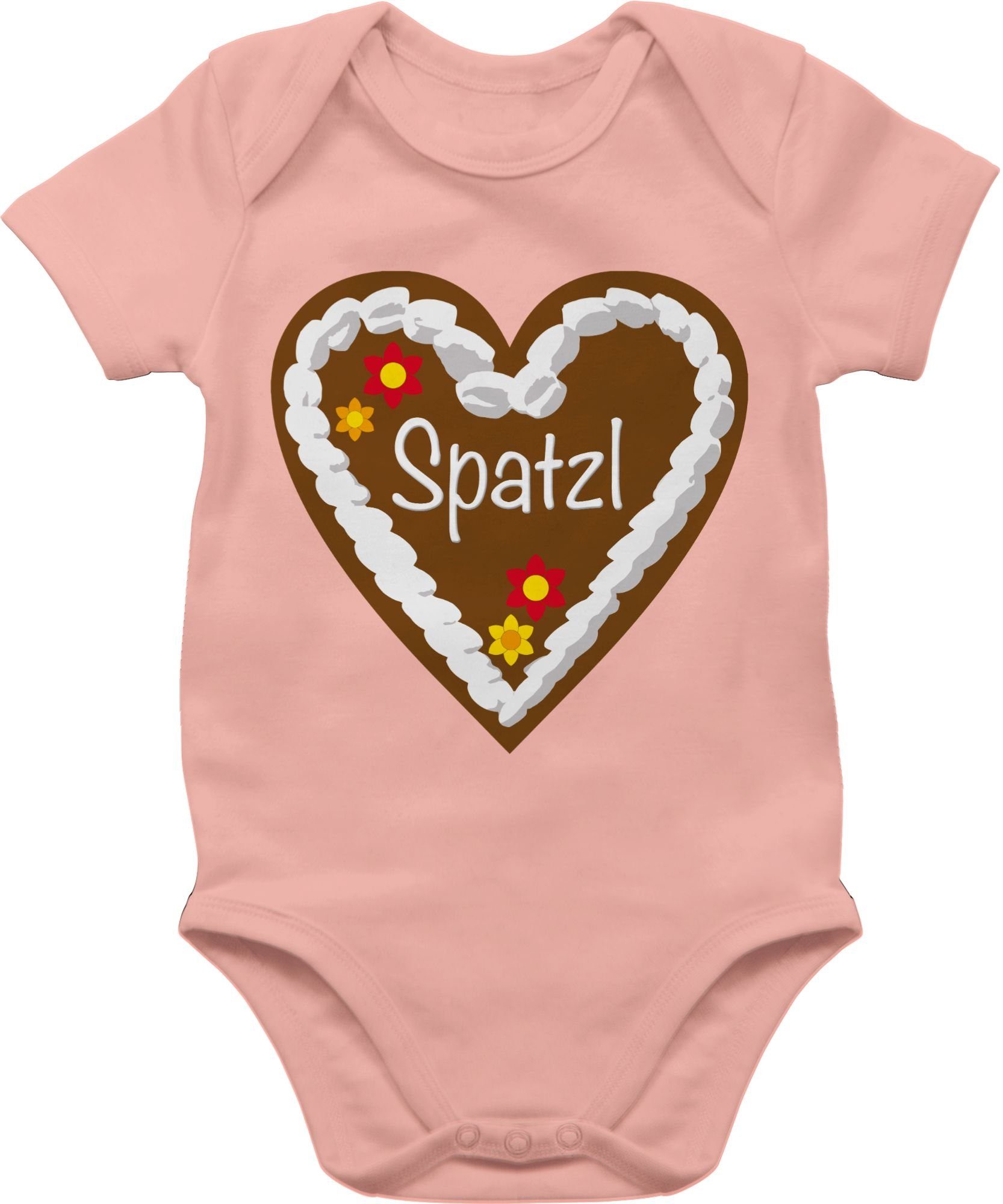 Shirtracer Shirtbody Lebkuchenherz Spatzl Mode für Oktoberfest Baby Outfit 1 Babyrosa