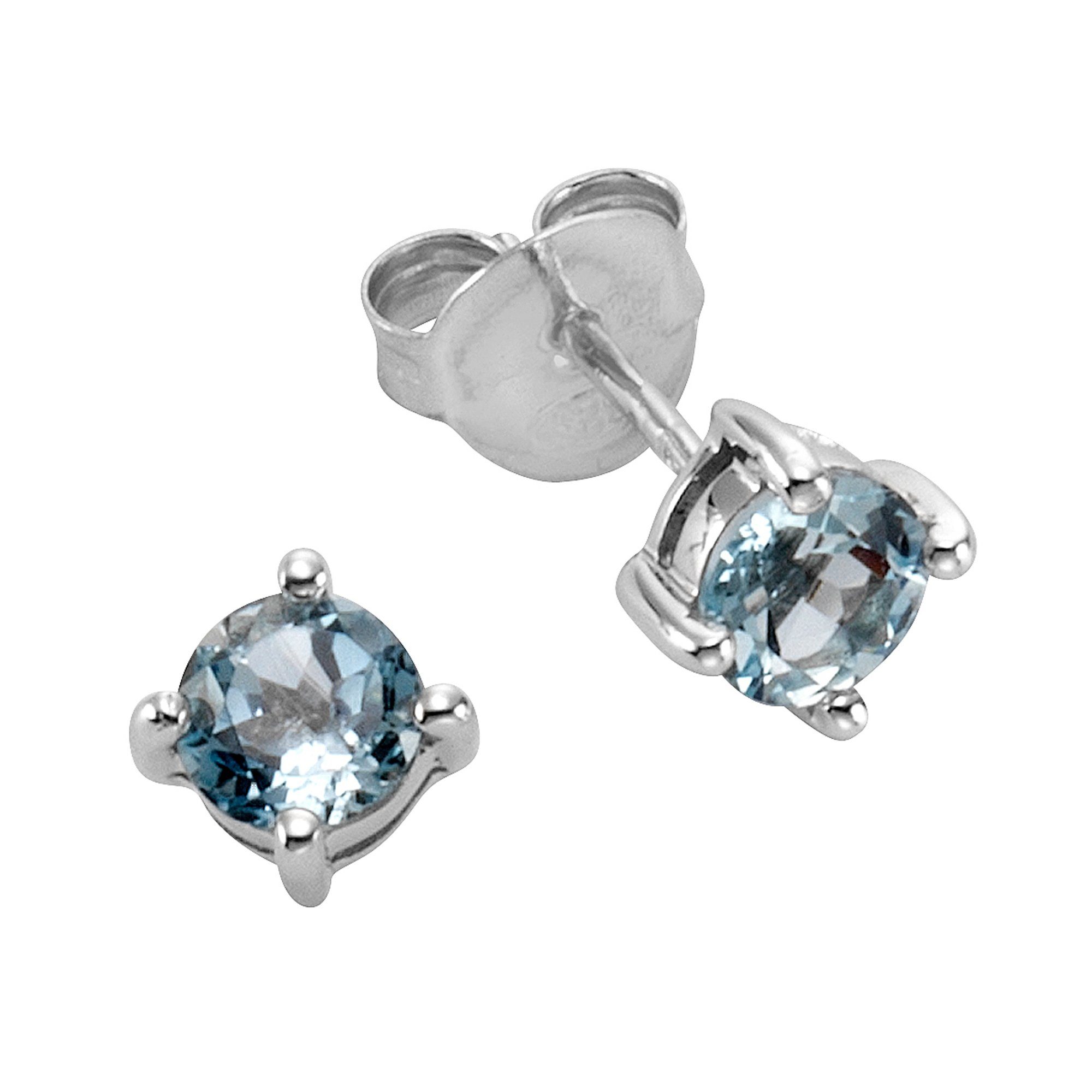 Zeeme Paar Ohrstecker Silber 925 rhodiniert mit Blautopas (beh) günstig online kaufen