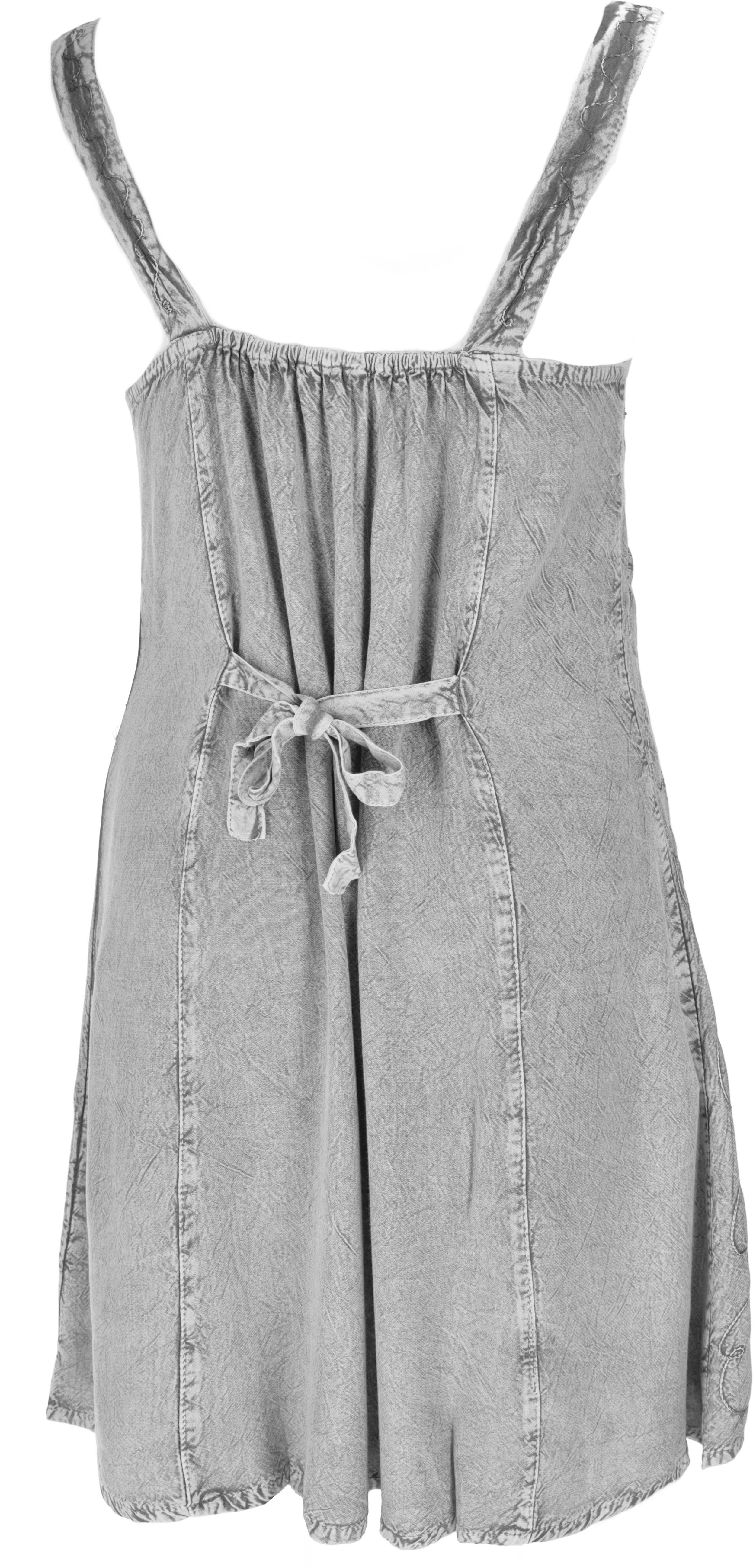 Guru-Shop Midikleid Besticktes Hippie indisches Boho Kleid, 25 grau/Design Bekleidung chic.. alternative