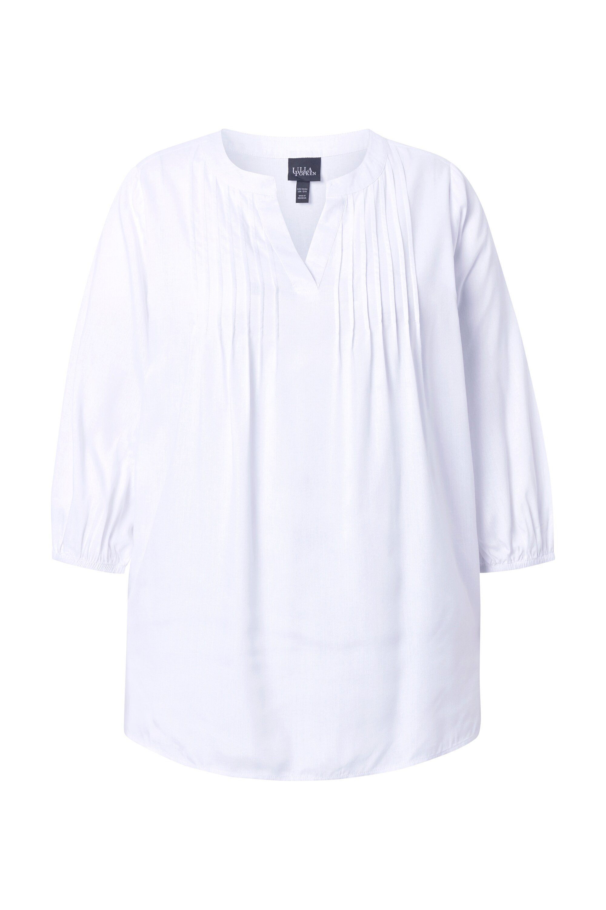 Ulla Popken Tunika Bluse Biesen Tunika-Ausschnitt 3/4-Ballonarm