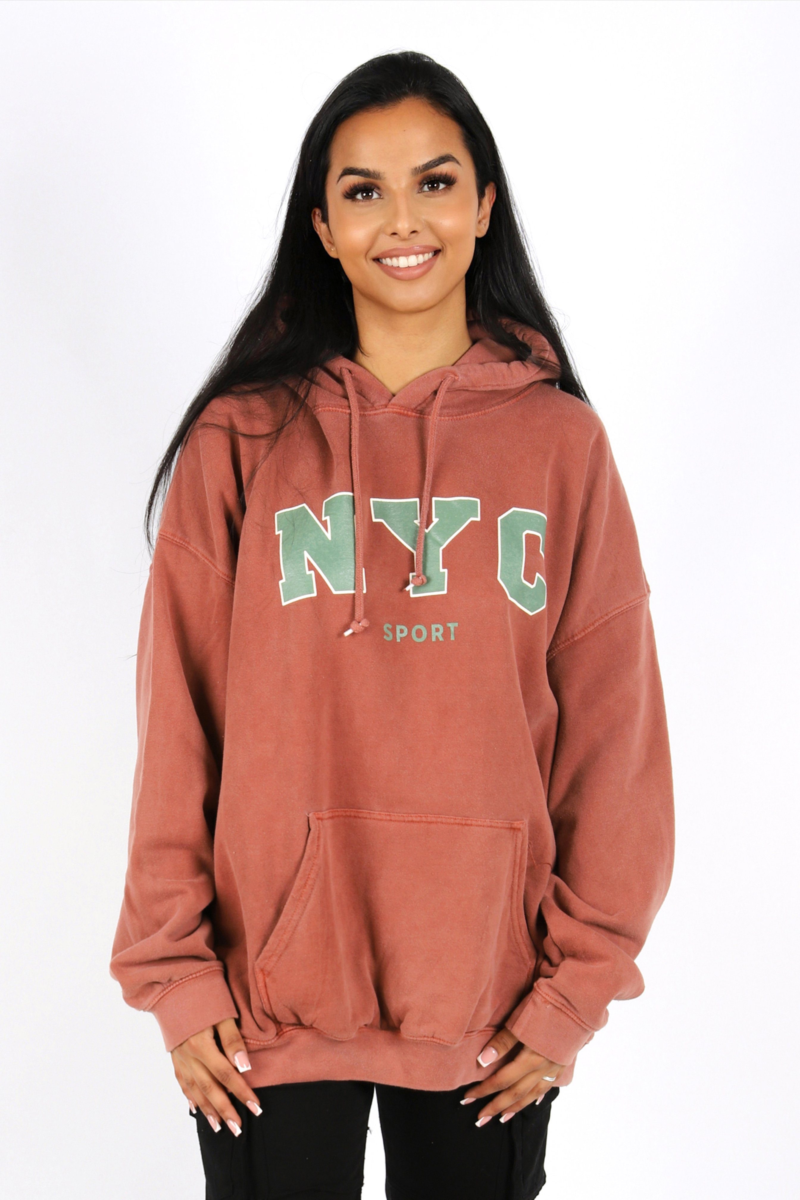 Worldclassca Hoodie Worldclassca Oversized NYC Sport Hoodie Print Kapuzenpullover Washed