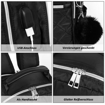 TAN.TOMI Cityrucksack Damen Klein Rucksack mit USB-Ladeanschluss, Elegant Daypack, Modern Cityrucksack Daypack Tagesrucksack für Reisen Arbeit