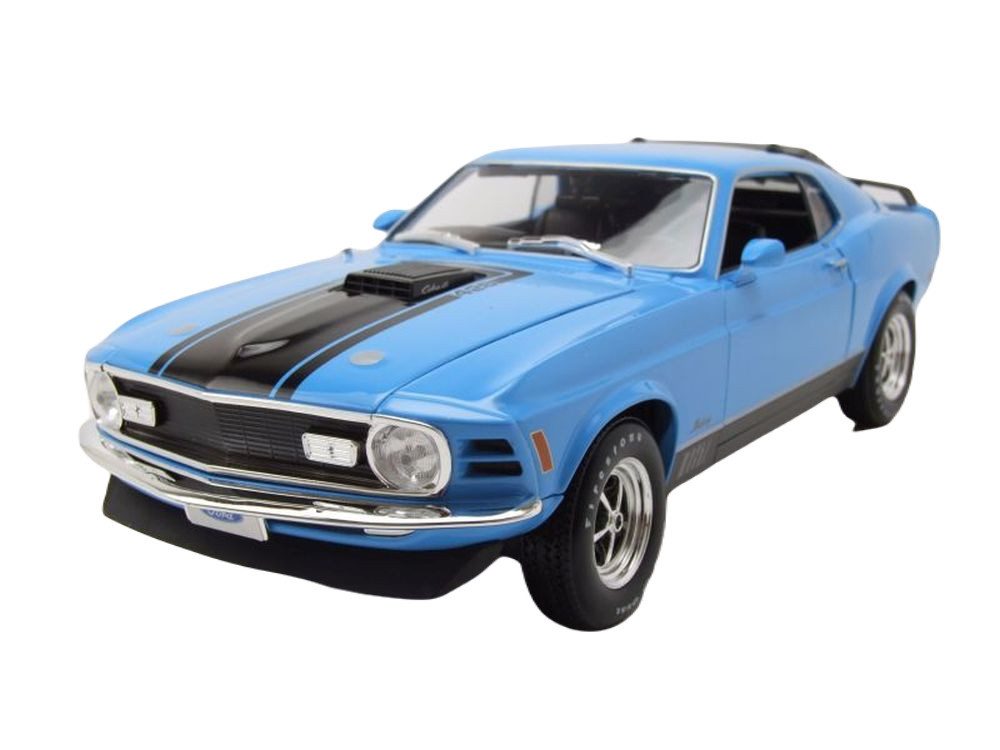 Maisto® Modellauto Ford Mustang Mach 1 1970 blau, Maßstab 1:18
