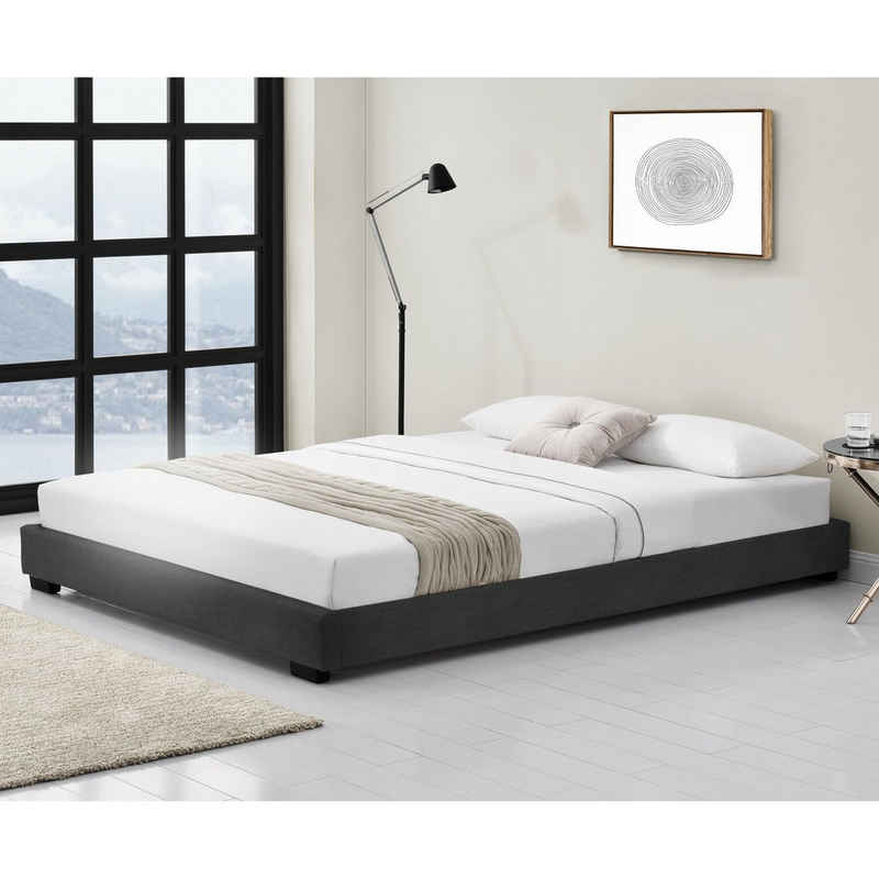 Corium Polsterbett, »Masari« Modernes Bett 140x200cm mit Lattenrost schwarz Kunstleder