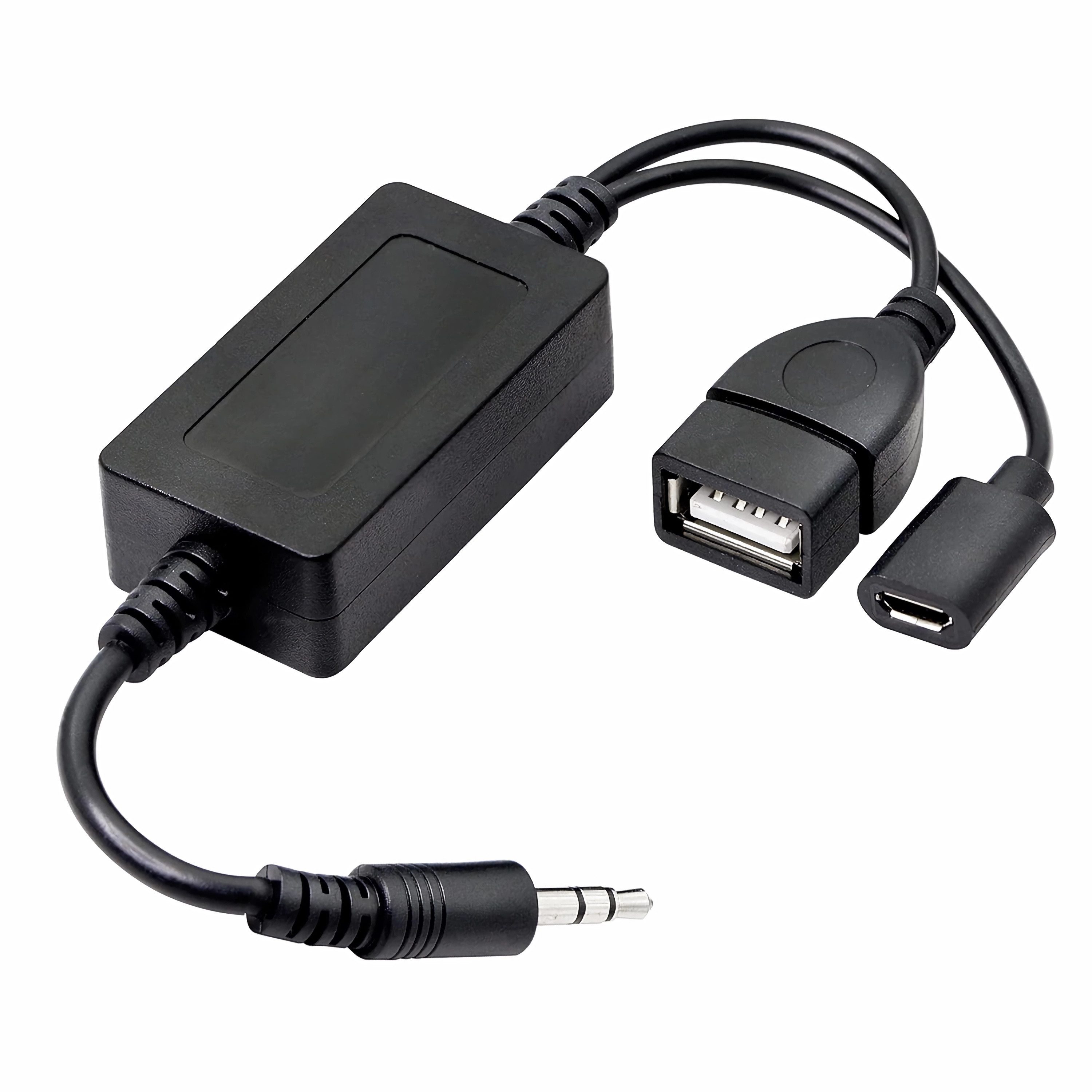 Bolwins P14 3.5mm AUX Audio Stecker auf USB A Buchse Auto Audio Adapter Kabel Audio-Kabel, 3,5-mm-Klinke, USB-A Buchse (25 cm), Integrierte MP3-Dekodierungsfunktion