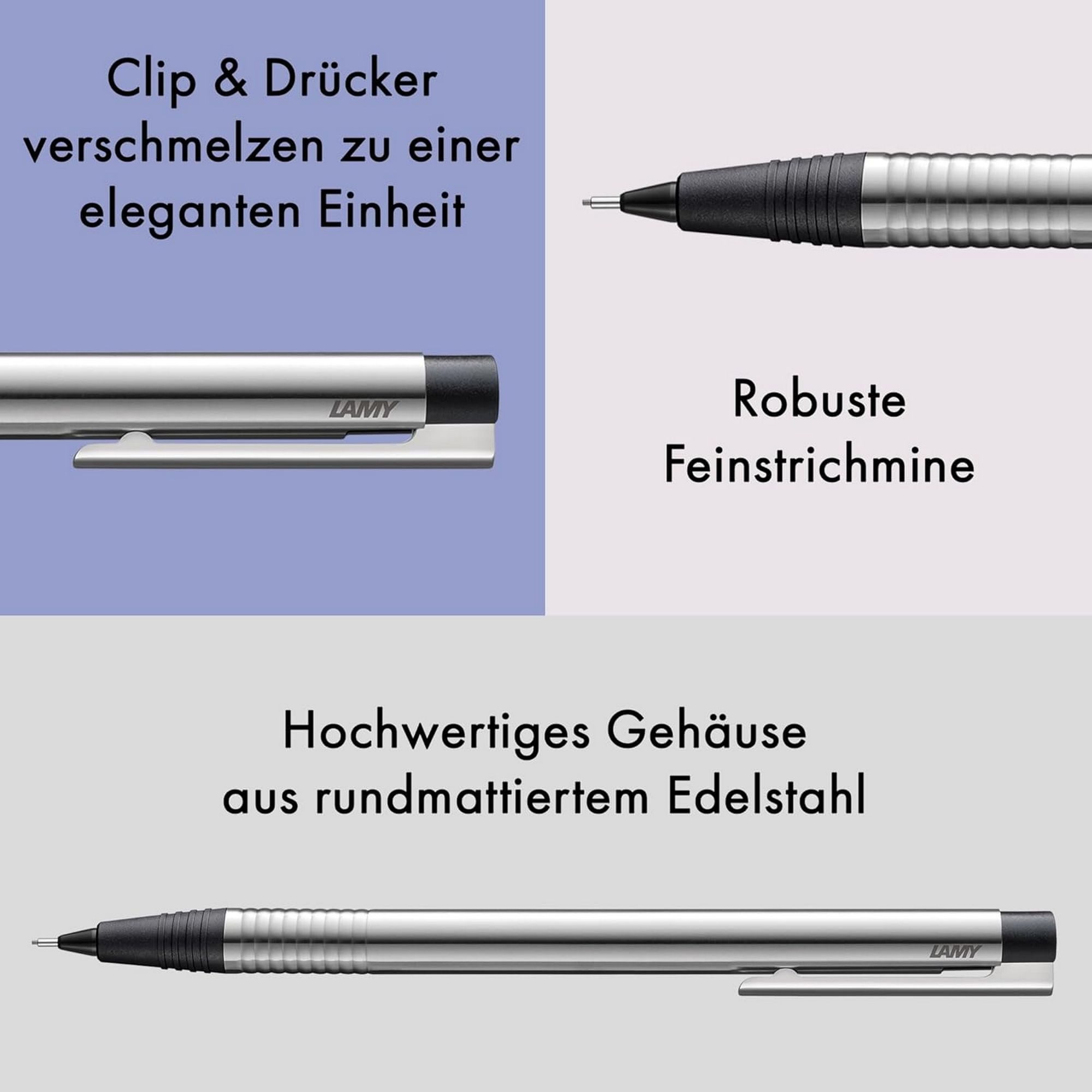 LAMY Druckbleistift LAMY logo matt black Druckbleistift Minenbleistift Edelstahl Gehäuse – Bild 3 von 5
