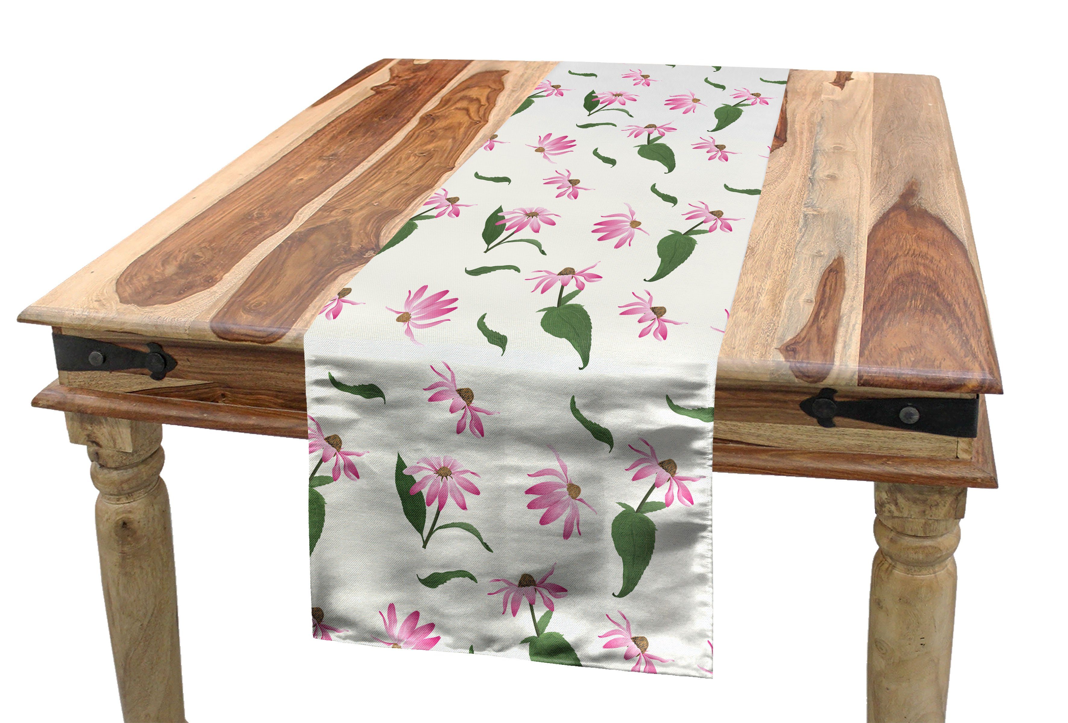 Abakuhaus Tischläufer Esszimmer Küche Rechteckiger Dekorativer Tischläufer, Sonnenhut Wiederholen von Blooms Leaves
