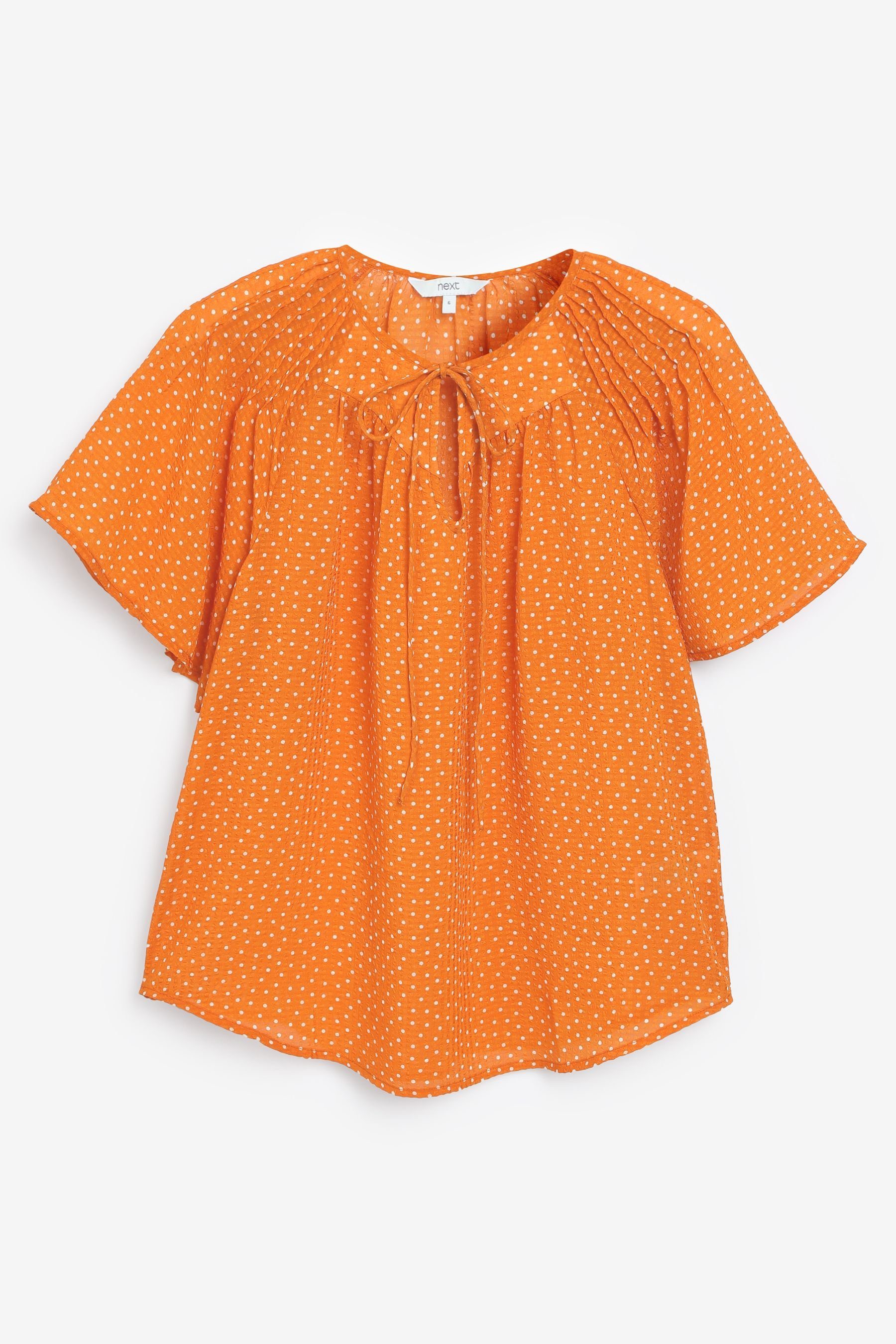 Next Blusenshirt Bluse mit Flatterärmeln (1-tlg) Orange Spot