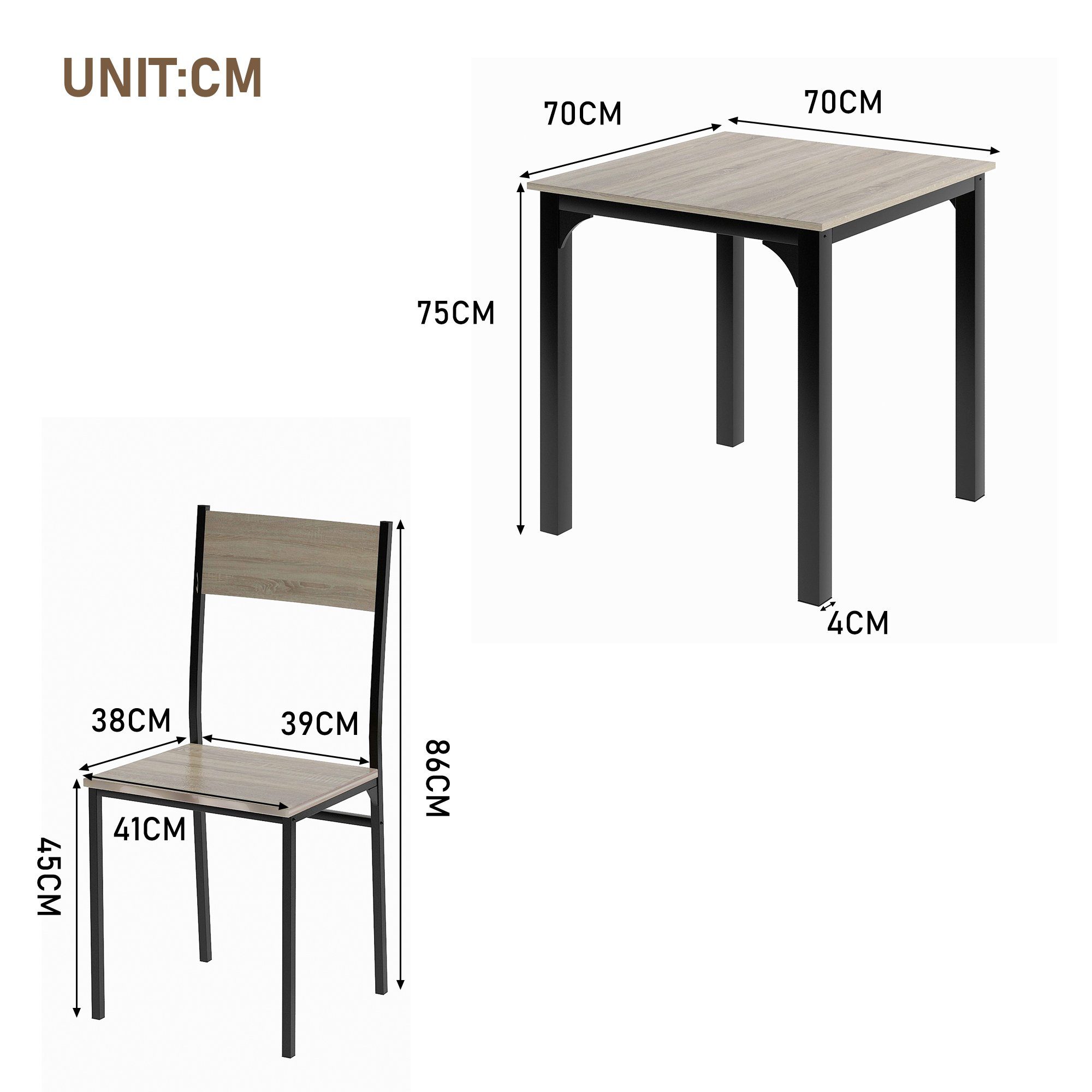 Flieks Essgruppe, (set,3-tlg), Sitzgruppe Küchentisch mit 2 Stühlen für Ess günstig online kaufen