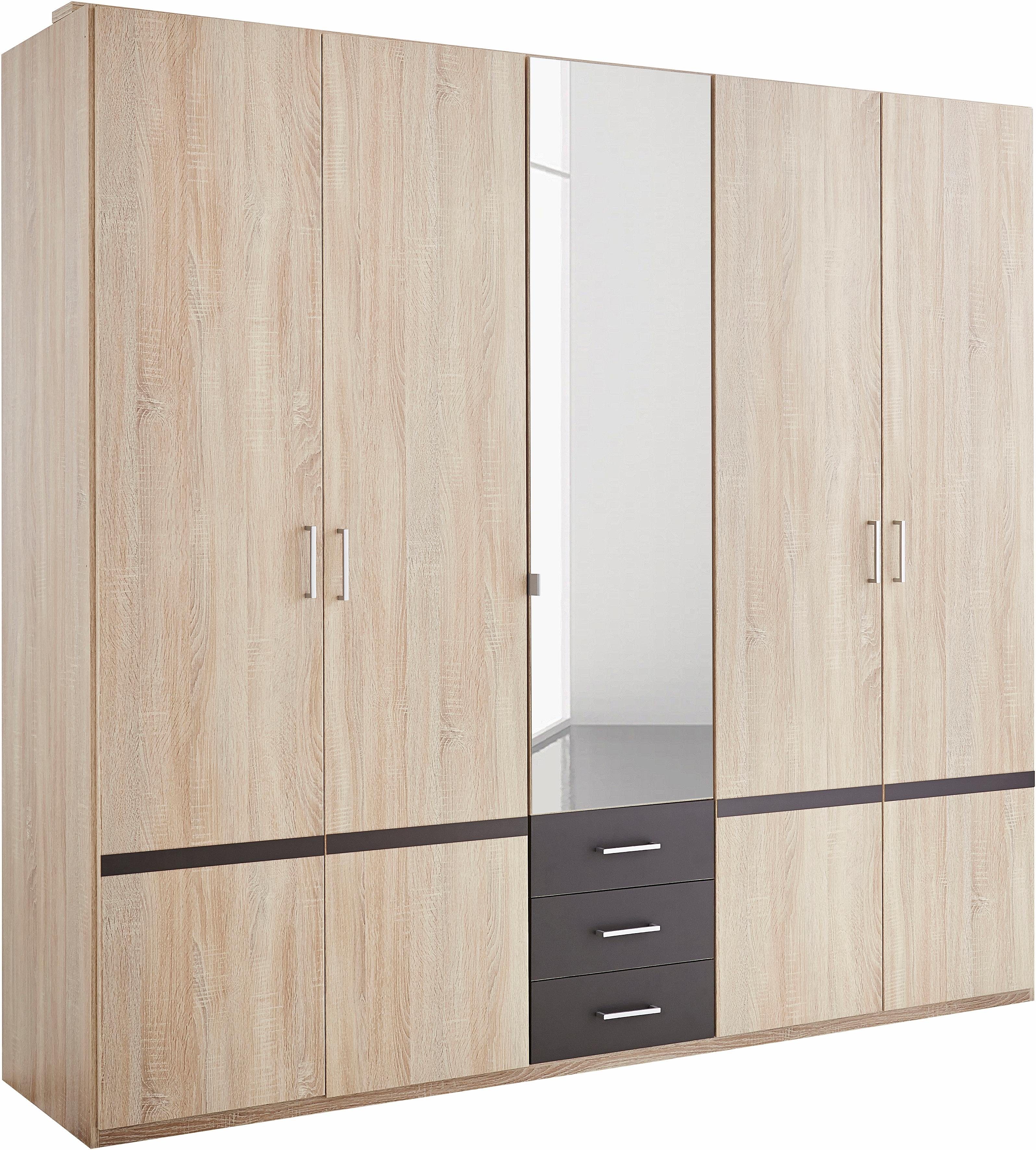 WIMEX Kleiderschrank 5-türig in struktureichefarben hell / anthrazit - ab 299,99€