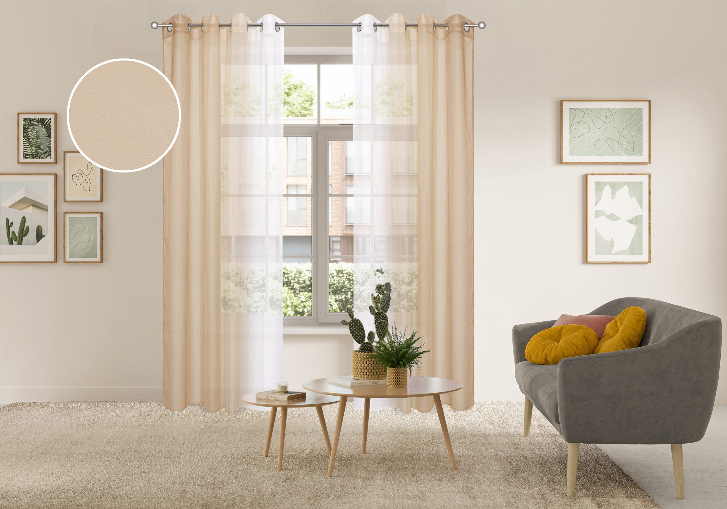 OTTO home Gardine Nivva (2 St), Ösen, transparent, Transparent, Ösen- Aufhängung, Pflegeleicht, 2er Set