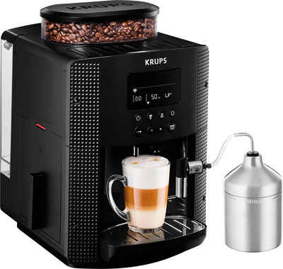 Krups Kaffeevollautomat EA8160 Essential Espresso, LCD-Display, 3 Temperaturstufen + 3 Mahlgrade, Wassertankkapazität: 1,7 Liter, inkl. Auto Cappuccino XS6000 Set