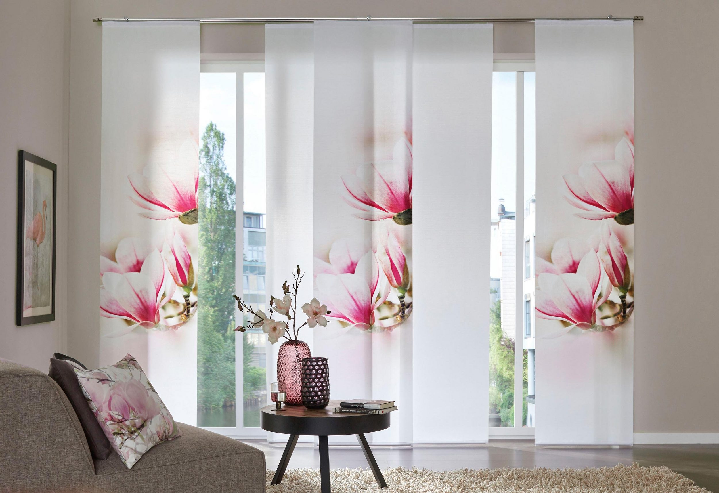 Schiebegardinen mit Blüten Design Blumenmuster