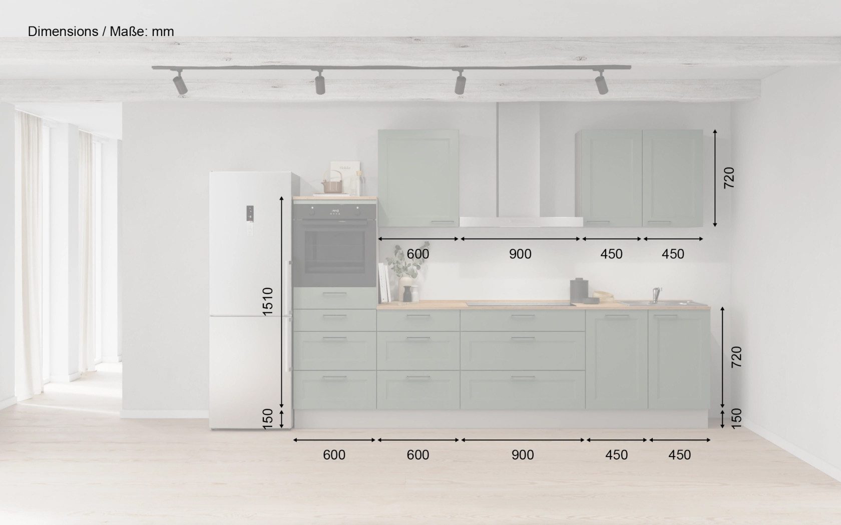 nobilia® Küchenzeile Salev, individuell anpassbar, gratis Küchenplanung mit Profis, (Breite 300 cm), vormontiert, wahlw. mit E-Geräten, inkl. Lieferung