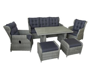 bellavista - Home&Garden® Gartenlounge-Set Aluminium Dininglounge Canelli 6-teilig braun, (Set, 6-tlg), mit stufenlos verstellbaren Rückenlehnen, für bis zu 7 Personen