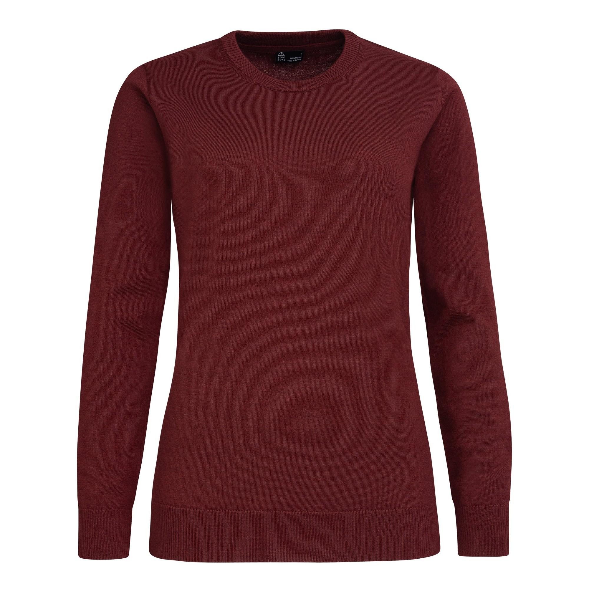 Tom Fyfe Rundhalspullover TOM FYFE Merino Rundhals-Pullover Damen Bordeaux / XL