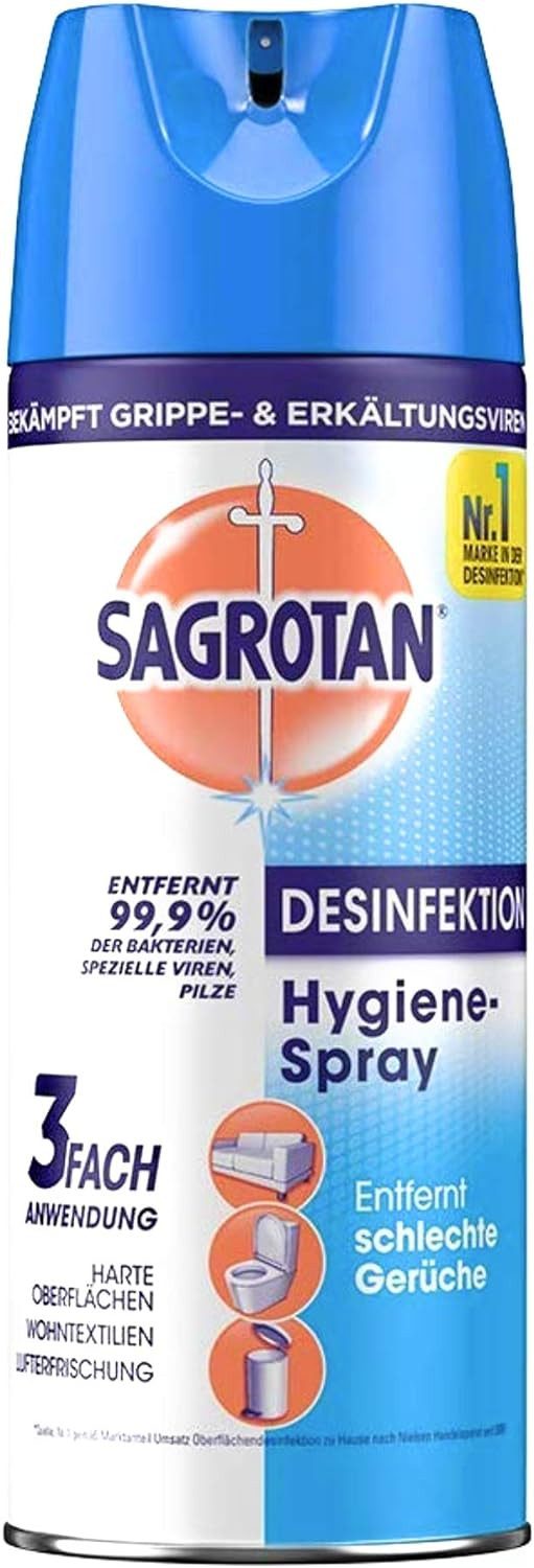 SAGROTAN Hygiene-Spray Aerosol 400 ml Oberflächen-Desinfektionsmittel (1-St. Entfernt 99,9% der Bakterien)