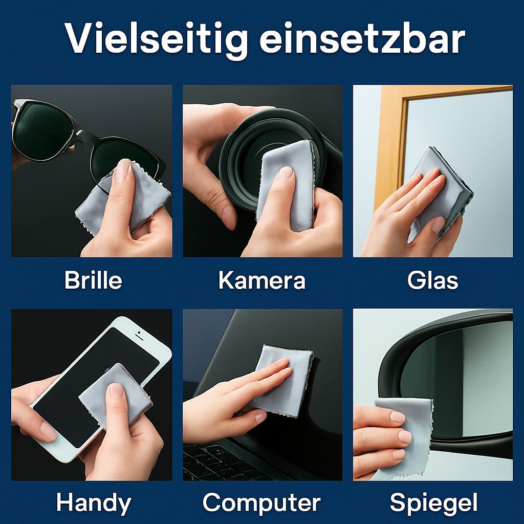 Kemes Brillenputztücher Brillenreinigungstuch Mikrofaser Mikrofasertuch (15x18 cm, Set, 6 Stück)