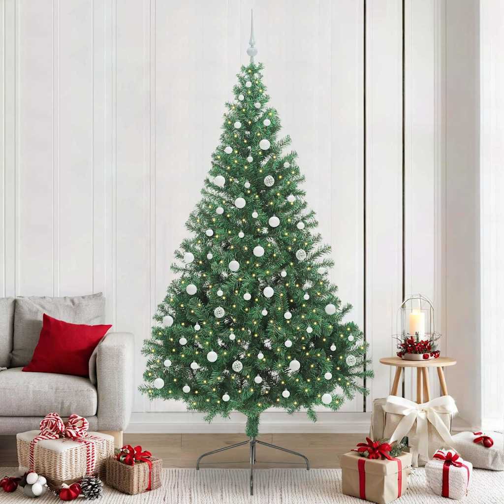 Künstlicher Weihnachtsbaum Grün 240 cm mit warmweißen LED-Lichtern