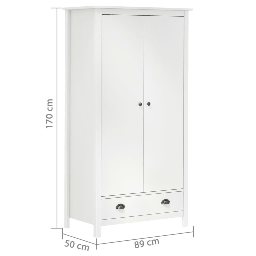 vidaXL Weiß mit (1-St) Türen 89x50x170 Kleiderschrank 2 cm Kleiderschrank Hill Kiefernholz