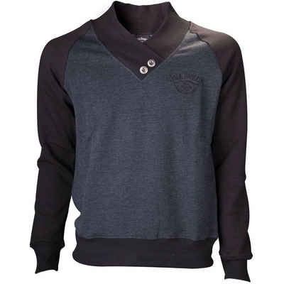 Jack Daniels V-Ausschnitt-Pullover JACK DANIELS Pullover Sweatshirt mit Stick Logo dunkelgrau meliert