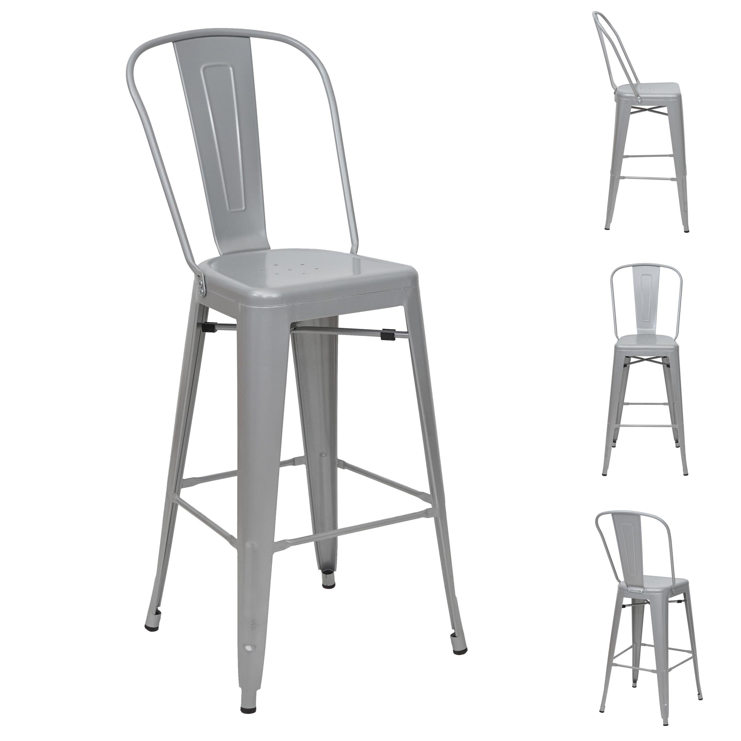 MCW Barhocker MCW-A73-L-4 (Set, 4er), 4er-Set, Querstreben für Stabilität, Belastbarkeit pro Stuhl: 120 kg grau