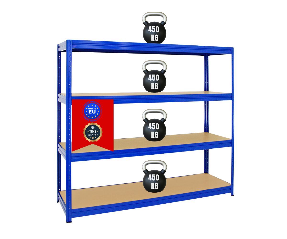 PROREGAL® Schwerlastregal Robustes Steckregal Lastenregal DINO mit 4 stabilen Fachböden, 4 Ebenen Steckmontage ohne Werkzeug hohe Belastbarkeit