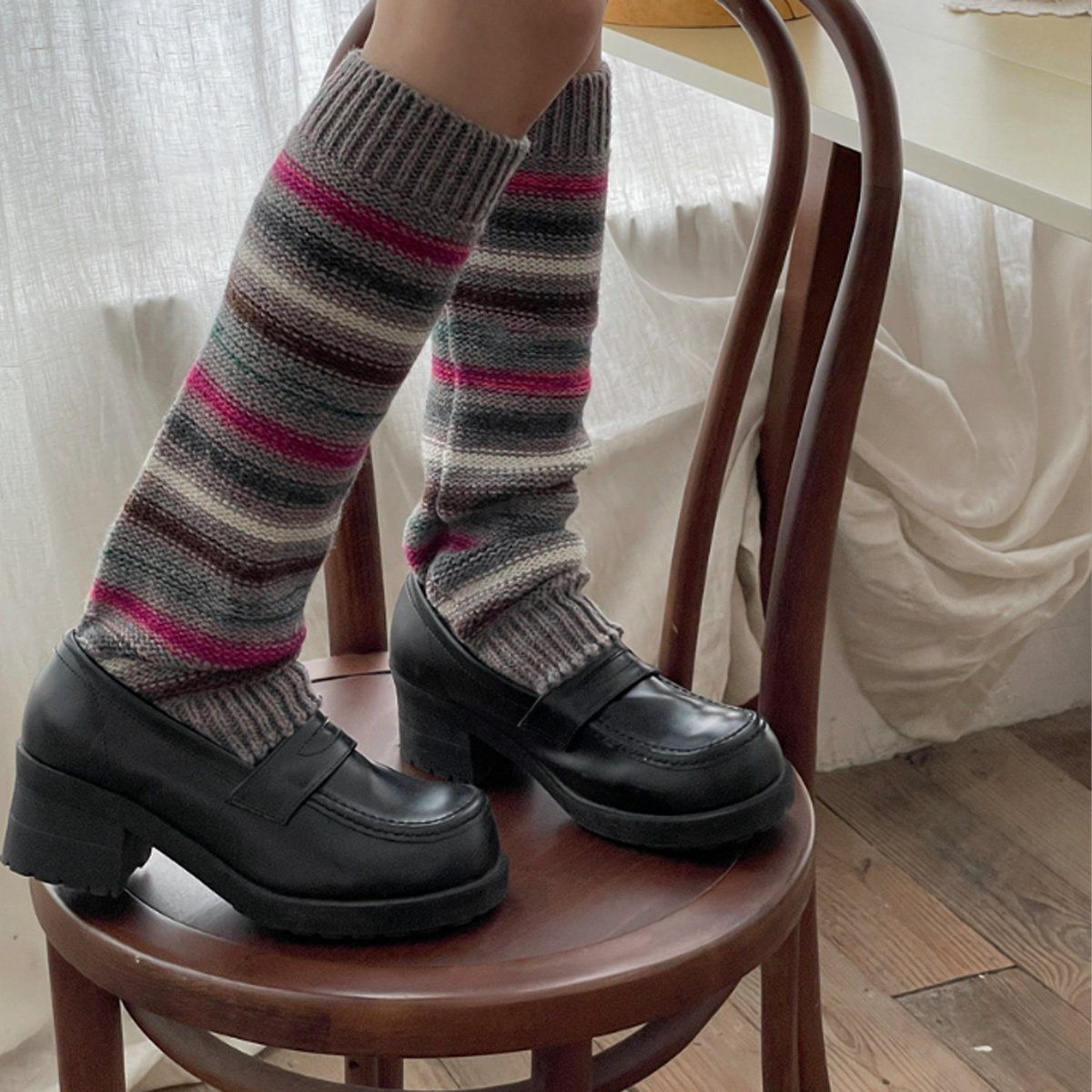 Jormftte Stil,Winter Dunkelgrau Beinstulpen Warmers Abdeckung Damen Socken Beinwärmer,Böhmischer
