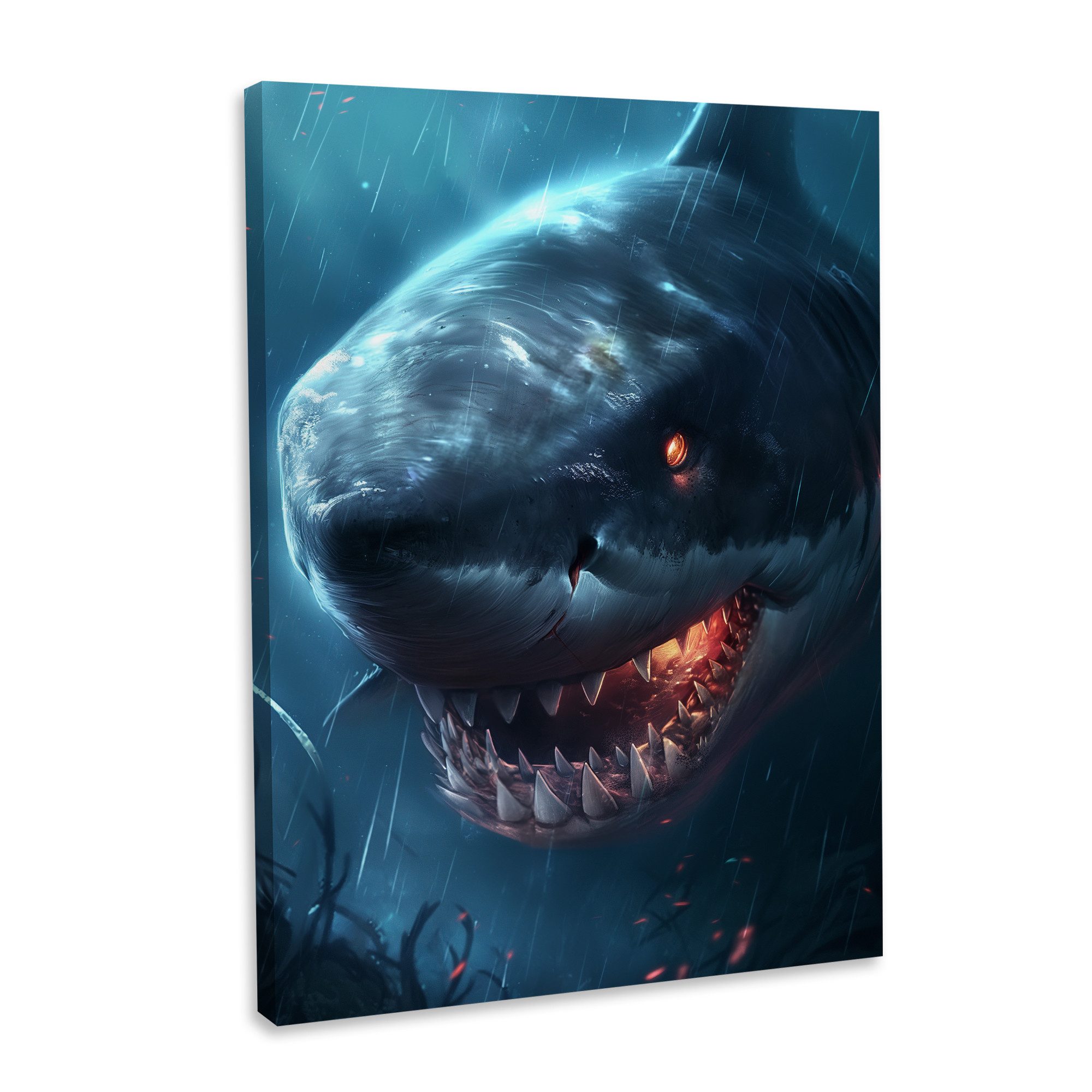 Hustling Sharks Leinwandbild Tier-Bild als XXL Leinwandbild "Weißer Hai#2" - Tierbild, in 5 unterschiedichen Größen verfügbar