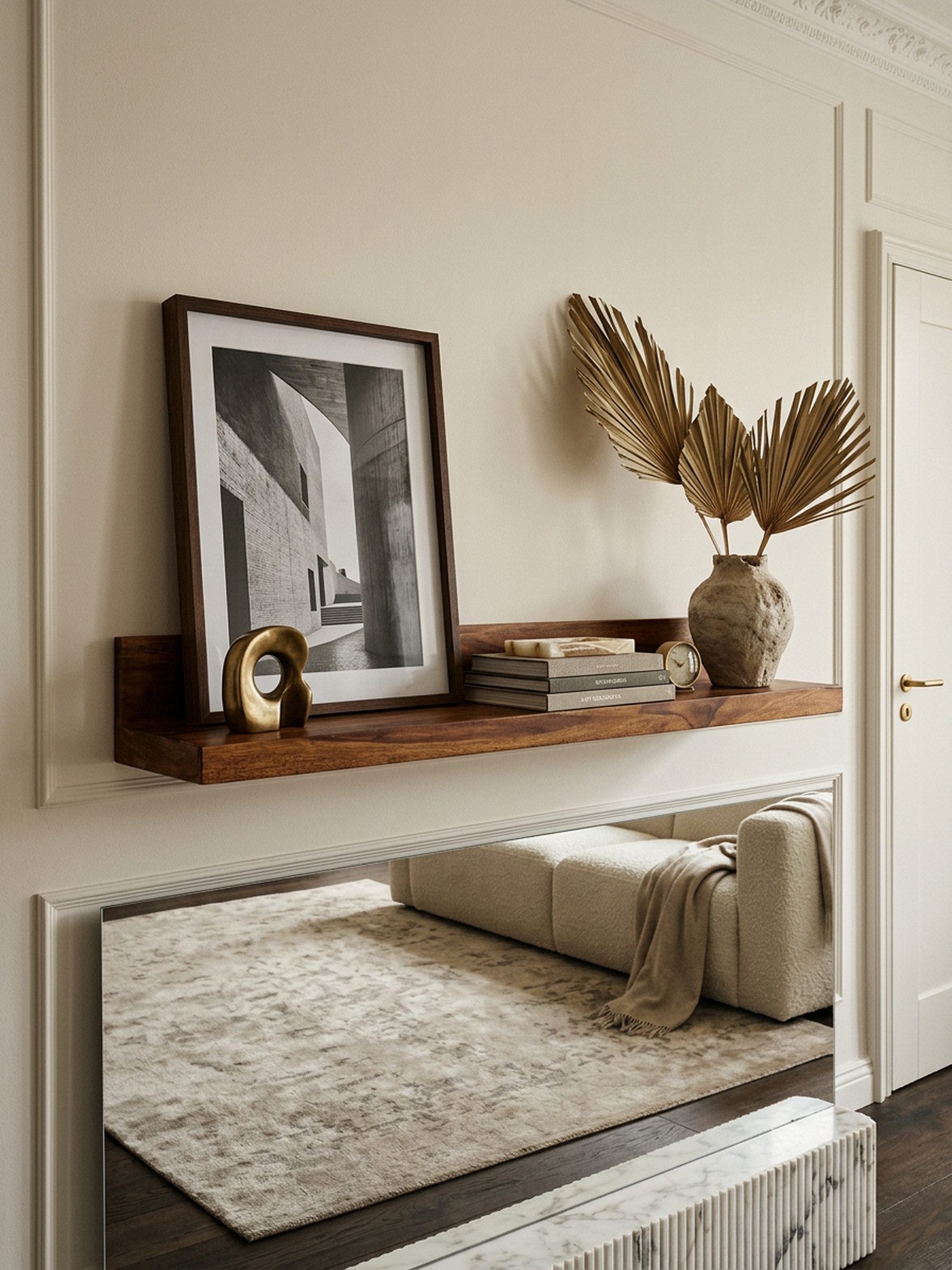 KADIMA DESIGN Wandregal Wandregal MUMBAI Massiv-Holz Holzregal 110 cm Landhaus-Stil, Hänge-Regal Echt-Holz Wand-Board Natur-Produkt