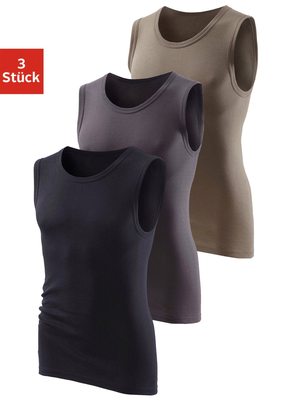 H.I.S Muscleshirt, 3 Stk. aus weicher Feinripp-Qualität günstig online kaufen