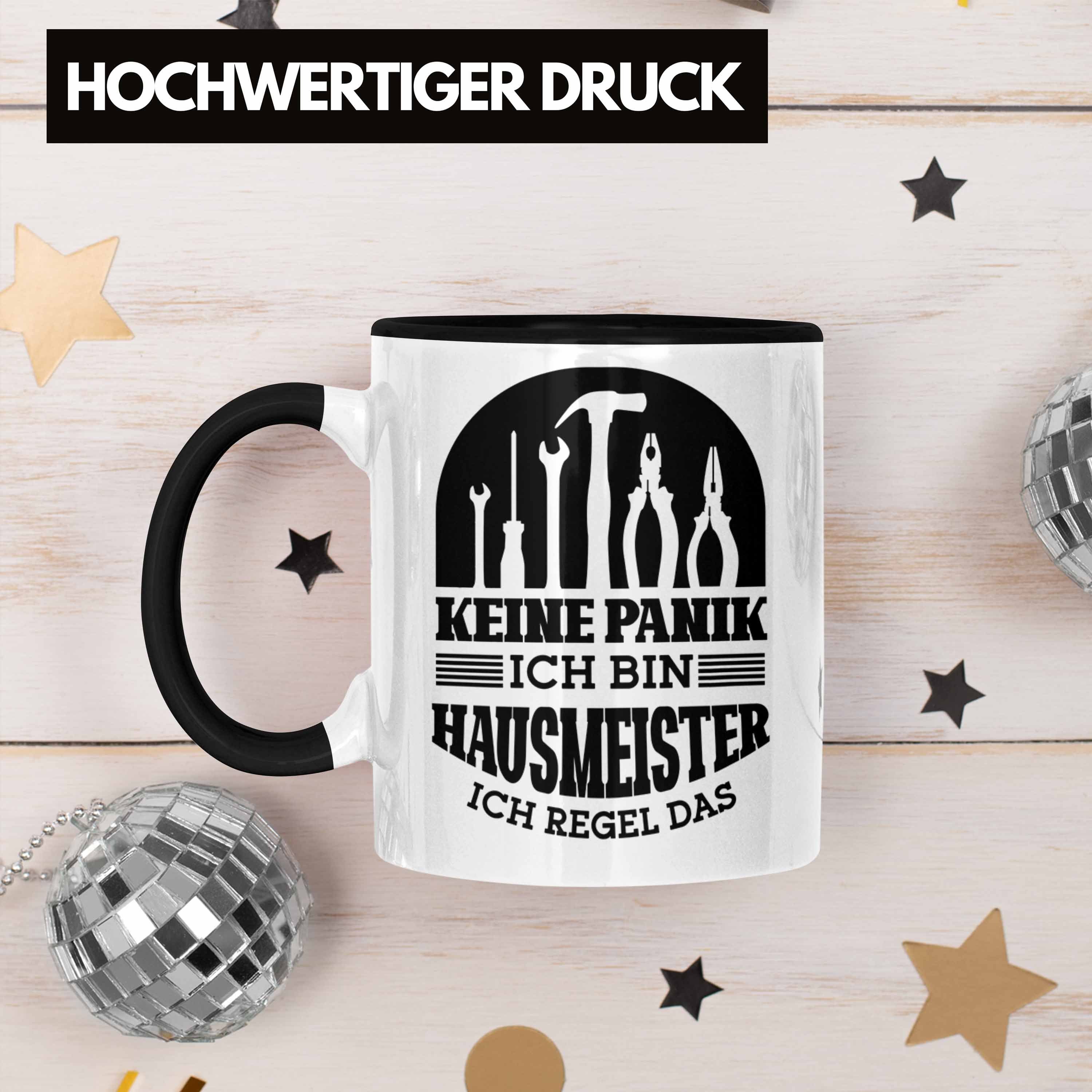 Trendation Hausmeiste Spruch Lustiger Geschenk Tasse für Geschenkidee Tasse Hausmeister Schwarz