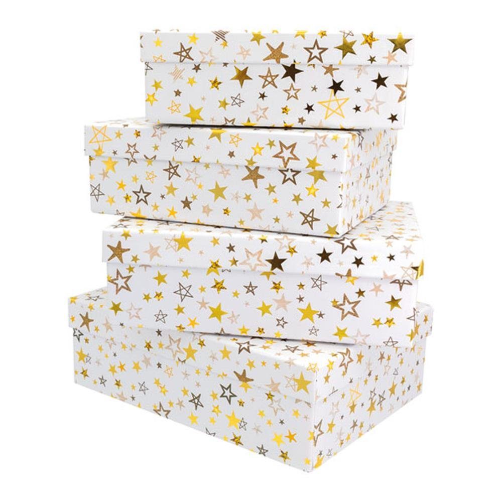 Idena Geschenkbox Weihnachten, - 4er Одежда и товары для бокса-Set mit goldenen Sternen-Motiv