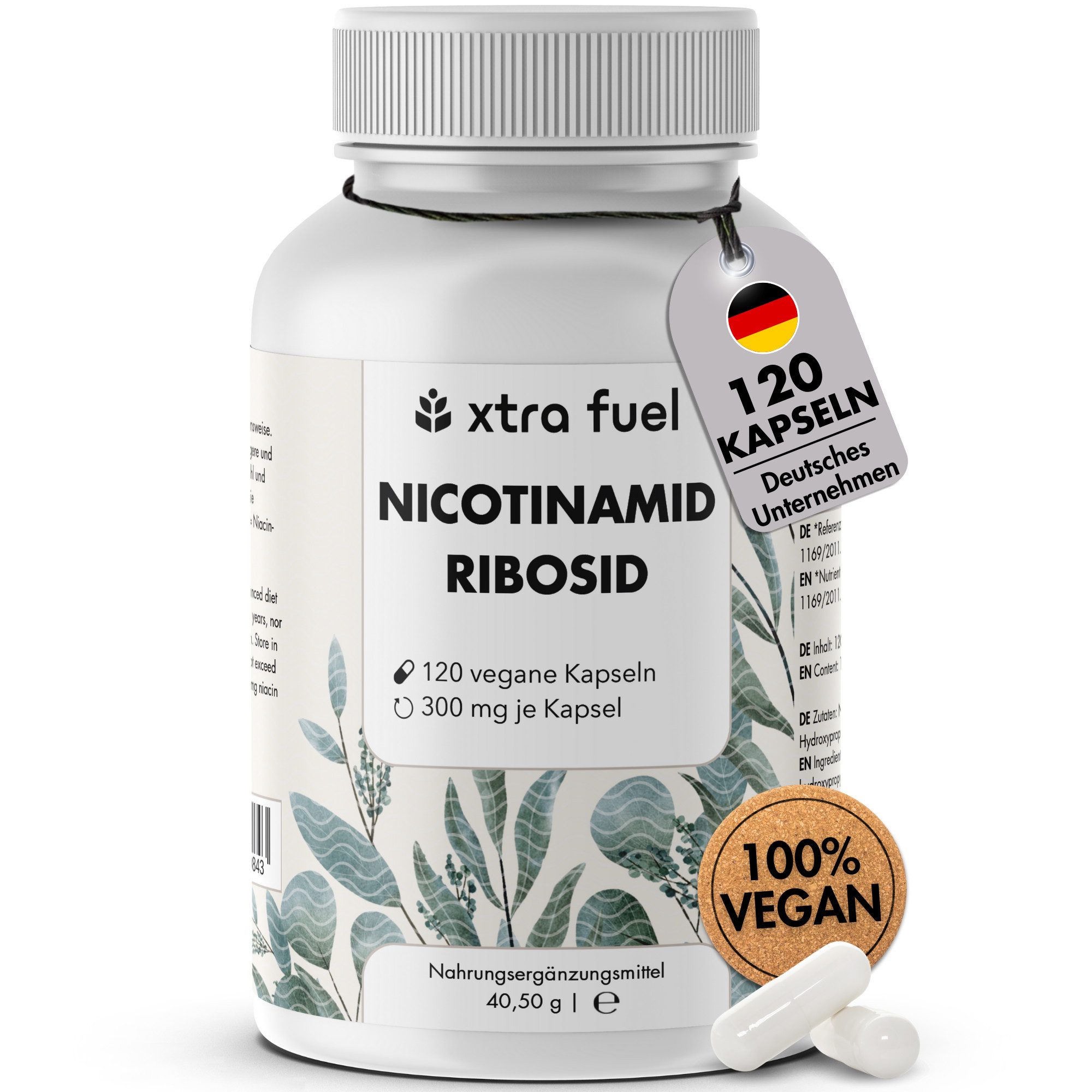 XTRA FUEL Nicotinamid Ribosid 300 - NAD+ Vorstufe - Niacin für Zell-Energie* Kapsel, 40.5 g