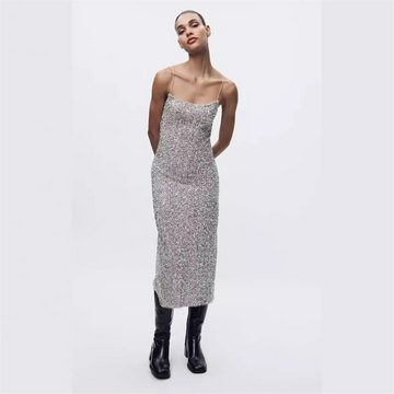 RUZU UG Abendkleid Kleid Sexy Slim Fit Pailletten-Straps-Nachtclubkleid
