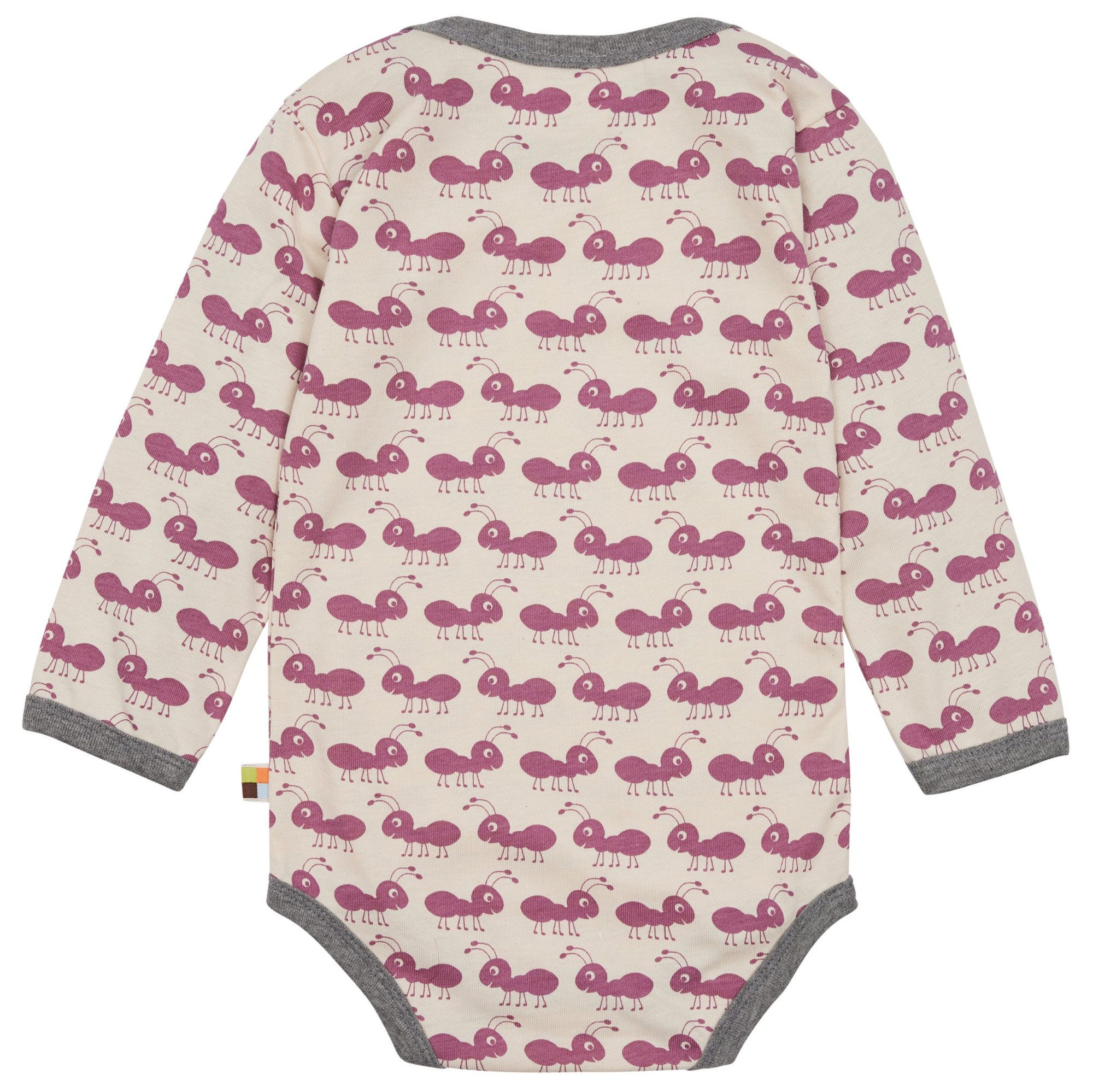 loud + proud Langarmbody mit Ameisen Druckmotiv Bio Baumwolle, GOTS