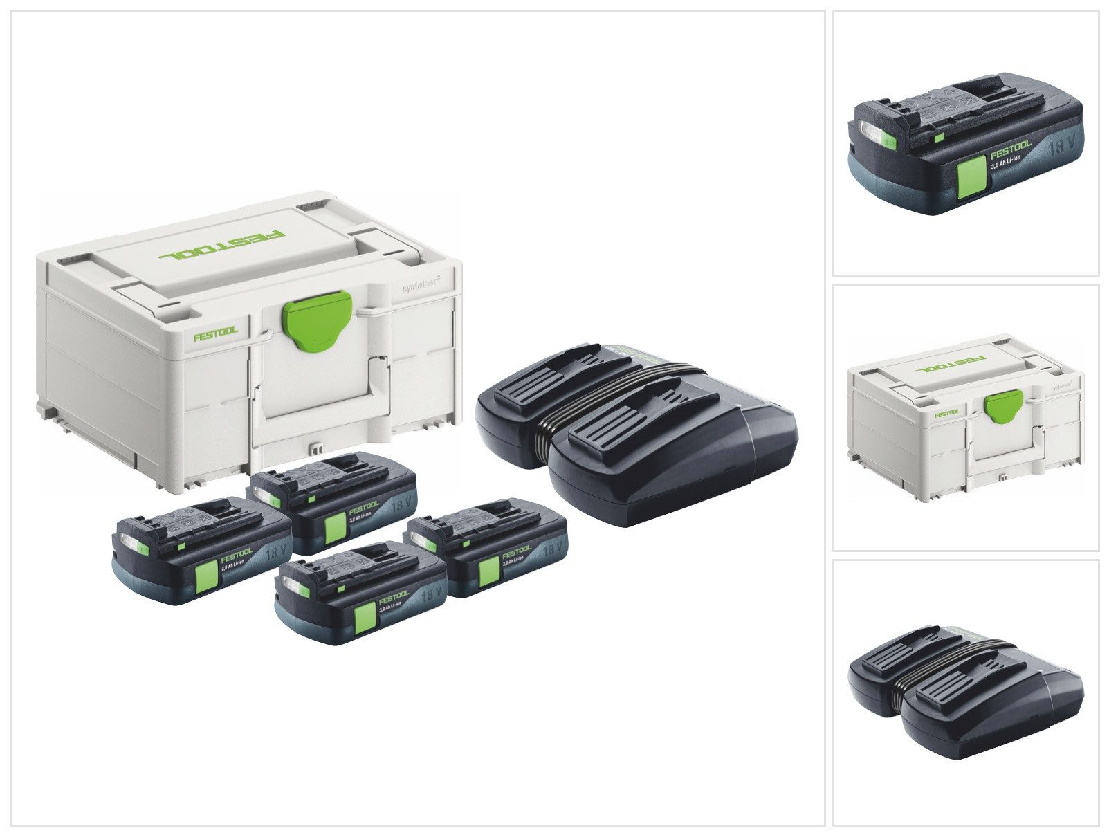 FESTOOL Energie Set 4x BP 18 Li 3,0 C Akku 18 V 3,0 Ah / 3000 mAh Li-Ion (4x Akkupacks