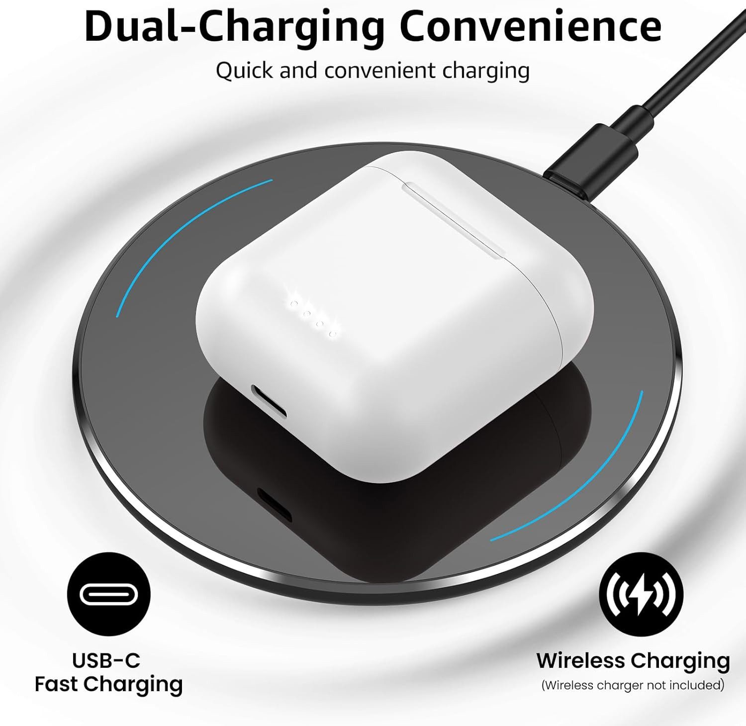 TOZO Bluetooth 5.3 Headset mit 50h Akku & IPX8 Schutz In-Ear-Kopfhörer (Das ergonomische In Ear Design sorgt für sicheren Halt und hohen Tragekomfort auch bei längerer Nutzung im Alltag., True Wireless Audio mit Ladecase, Bass Sound & Touch Steuerung)