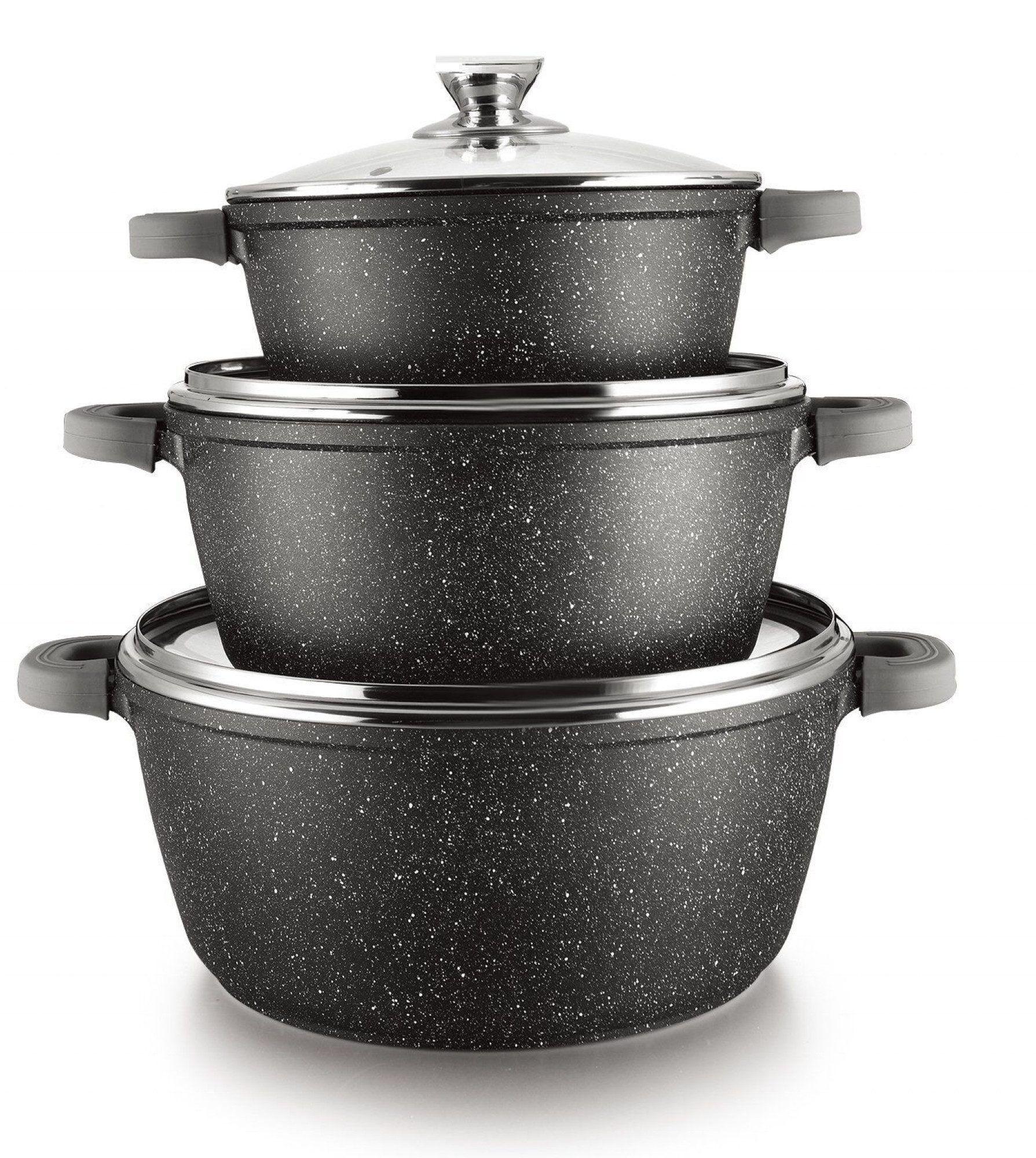 Cheffinger Kochtopf Kochtopfset 24-28-32CM - Topf Induktion - Alu Guss Pfanne, (6-tlg) – Bild 2 von 5