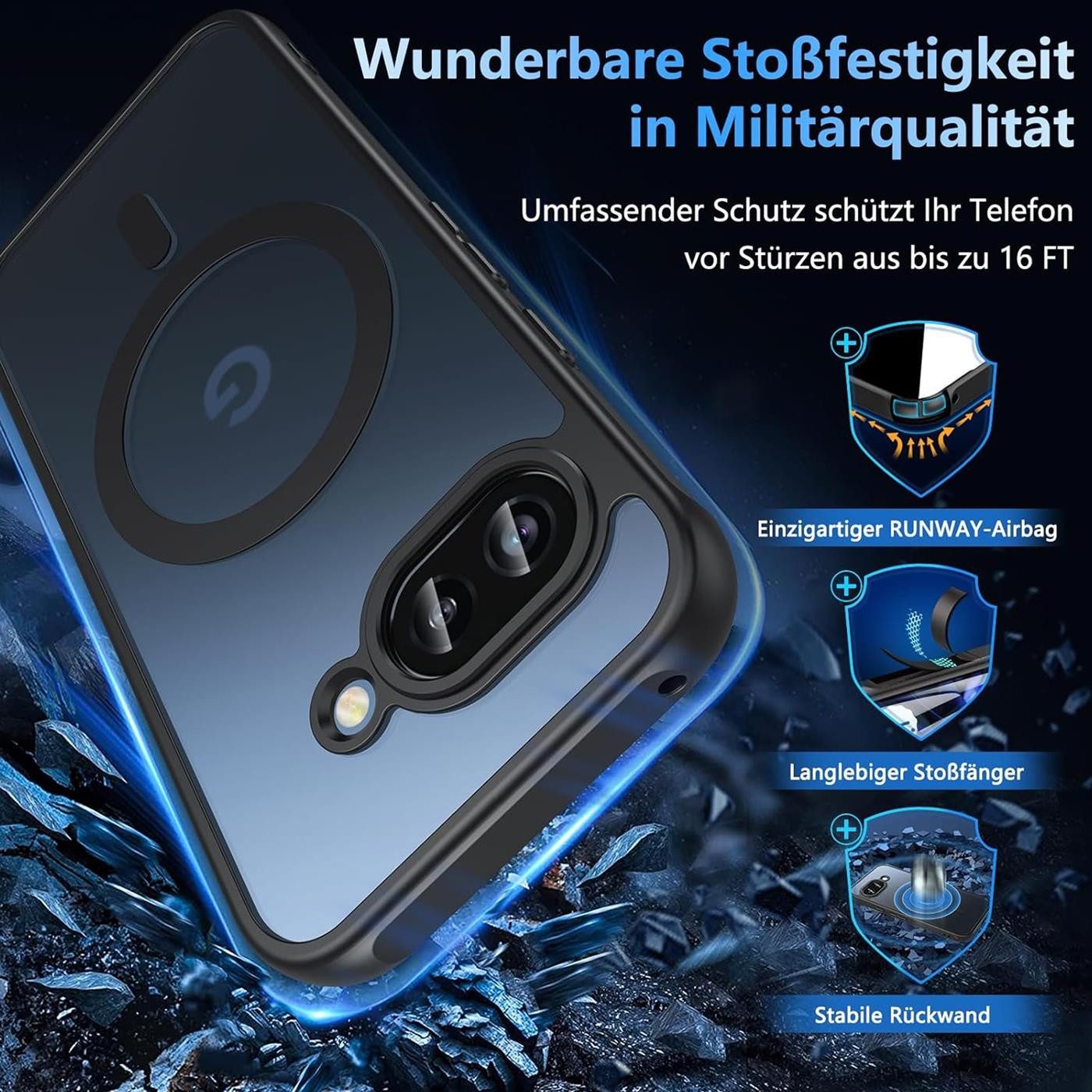 CoolGadget Handyhülle Magnet-Hülle für Pixel 9a Schutzhülle magnetisch 6,3 Zoll, Hülle Matt Stoßfest kompatibel mit QI-Laden Zubehör Kameraschutz Case – Bild 4 von 5