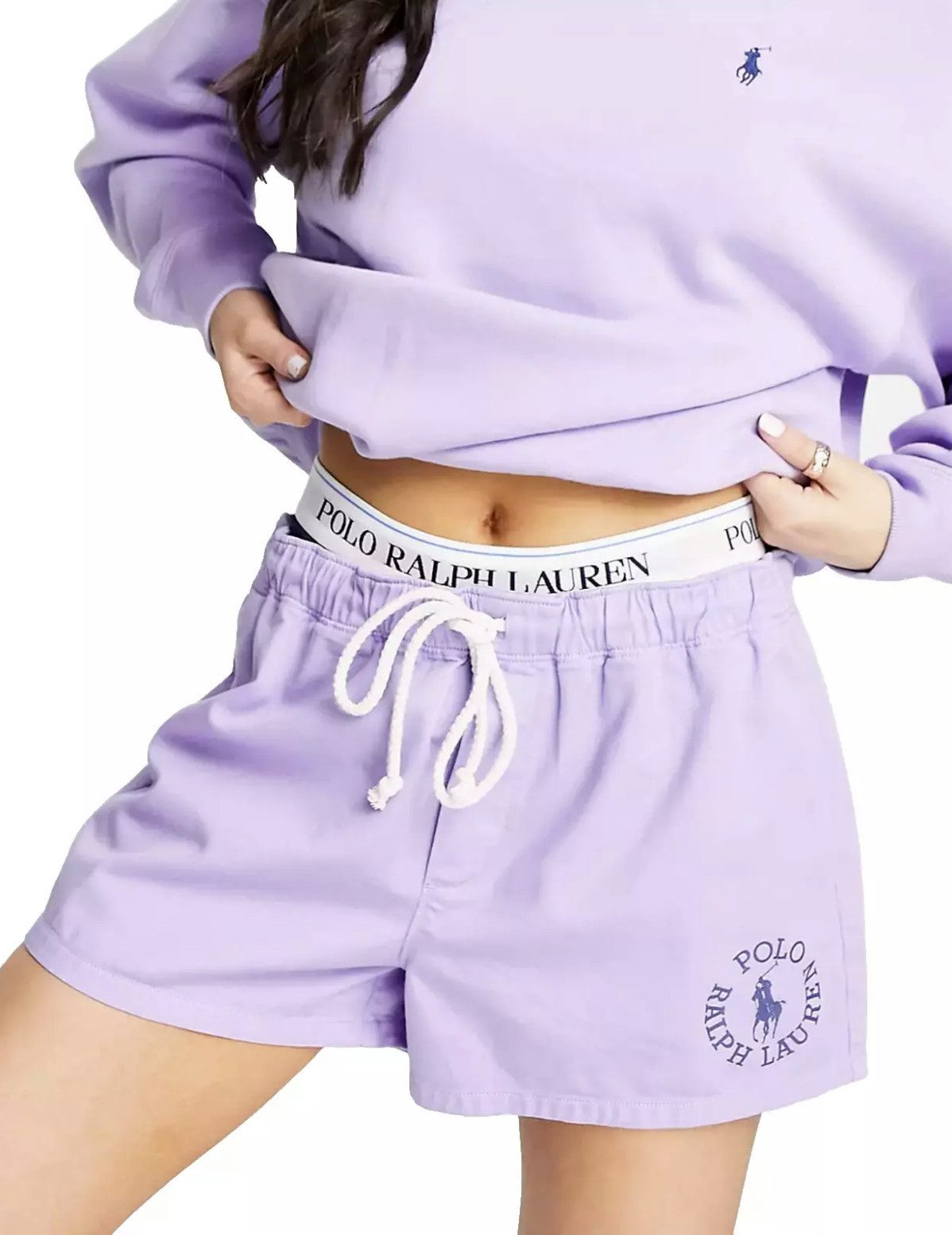 Polo Ralph Lauren Shorts Sweatshorts Kordelzug Sports Hose Lounge Pants Kordelzug, Logo-Stickerei in Lavendel