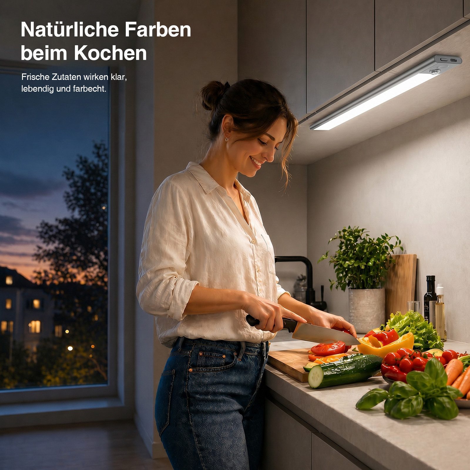 ANYSUN LED Unterbauleuchte Küche Akku Schrankbeleuchtung mit Bewegungsmelder 23cm 40cm 60cm, Küche Licht USB-C Aufladbar Nachtlampe Magnetisch Unterschrank Beleuchtung, Touch Steuerung, LED fest integriert, Neutralweiß, Kaltweiß, Warmweiß, 3 Farbe Dimmbar Schranklicht für Kleiderschrank Treppe