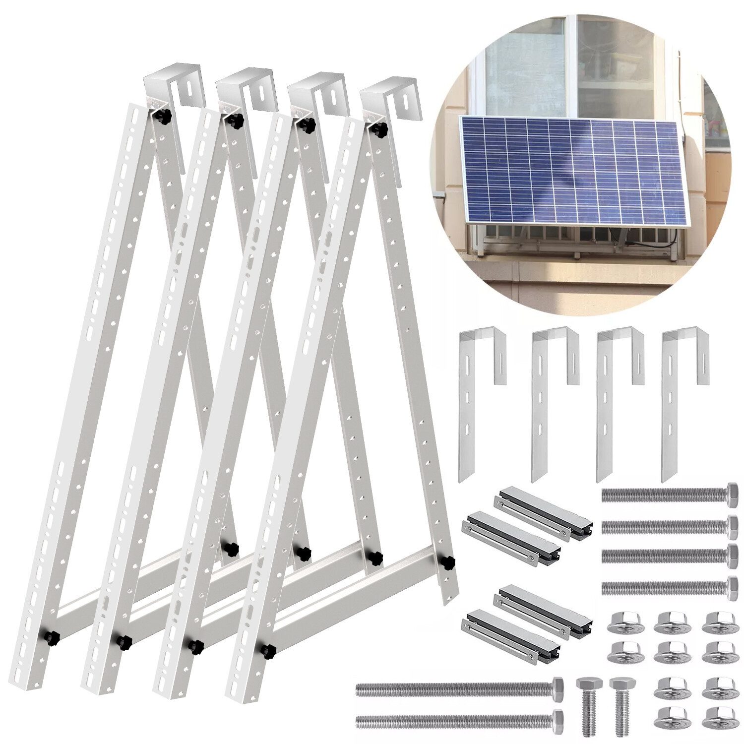 GLIESE Solaranlage 4X PV Halterung 114cm Solarmodul Balkonkraftwerk, (4-St., 2x Solarmodul Halterung inkl. Befestigungsmaterial), für Flachdächern Balkon Wohnmobile Boote