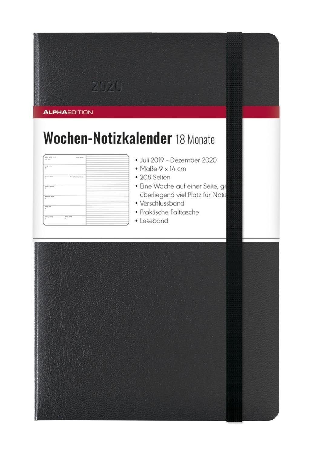 Alpha Edition Taschenkalender Wochen Notizkalender 18 Monate klein 