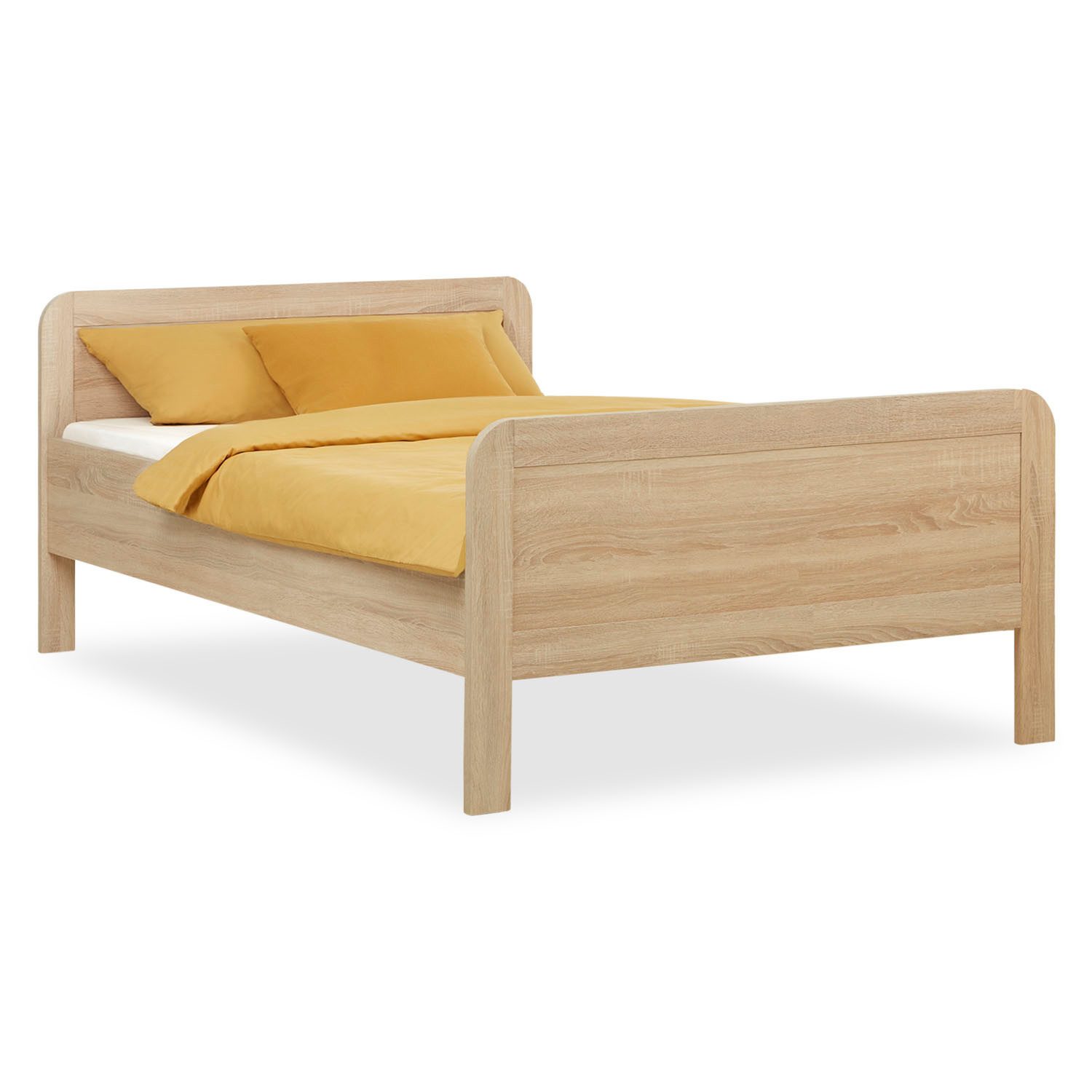 Homestyle4u Holzbett 90x200 Komfortbett Braun Natur günstig online kaufen