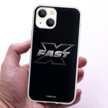 DeinDesign Handyhülle Fast & Furious Logo Offizielles Lizenzprodukt Fast X Logo Metal, Apple iPhone 13 Mini Silikon Hülle Bumper Case Handy Schutzhülle