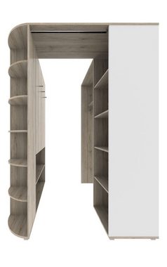 99rooms Eckkleiderschrank Lio mit Falttüren (Kleiderschrank, Mehrzweckschrank, Kinderschrank) mit viel Stauraum, aus Holzwerkstoff, Design Modern, für Kinder