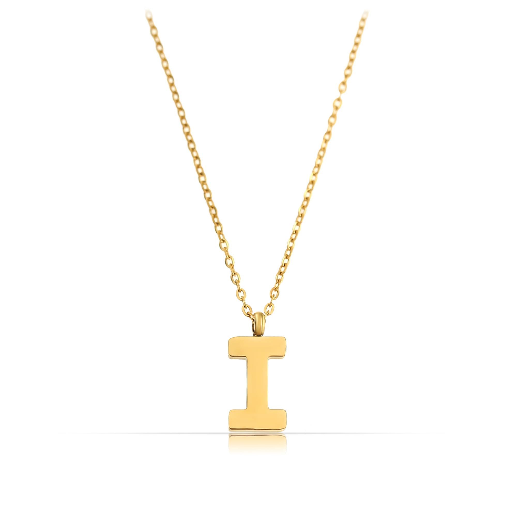 Made by Nami Kette mit Anhänger Edelstahlkette mit Buchstaben Anhänger Gold Schmuck Damen, Geschenk Freundin 40 + 5 cm Länge Wasserfest