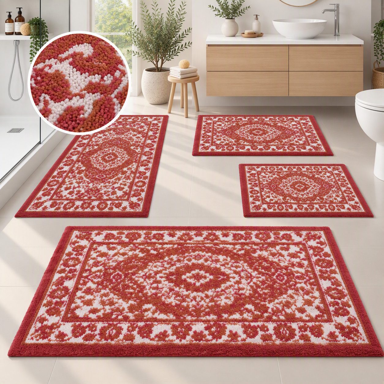 OTTO home Badematte Oriental, Badvorleger, Badezimmer Teppich, Duschvorleger, Höhe 18 mm, rutschhemmend beschichtet, schnell trocknend, …